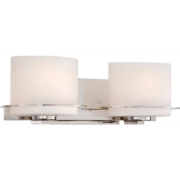 Illumine 2-Light Polished Nickel Vanity Fixture with Oval Frosted Glass Shade