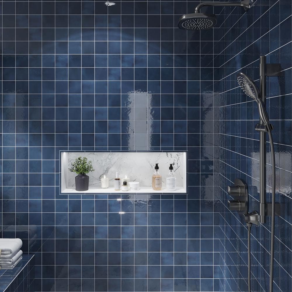 Silken Navy Blue Glossy Ceramic Square Wall and Floor Tile