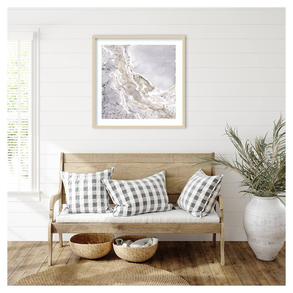 Beige and Gray Mineral Abstract Framed Wall Art Print
