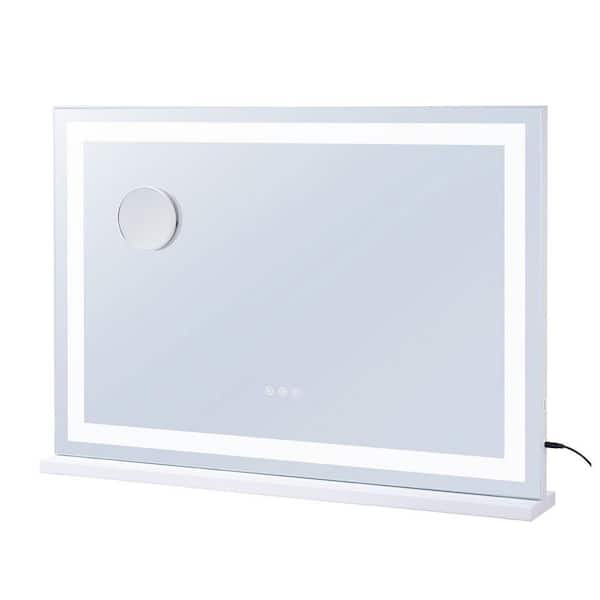 Large Vanity Mirror with Lights, 22.5 in. W x 4.7 in. H Modern Classic Art Deco Square, Three Color Lighting Modes,