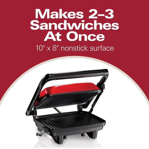 Hamilton Beach 1400-Watt Red Panini Press with Floating Lid