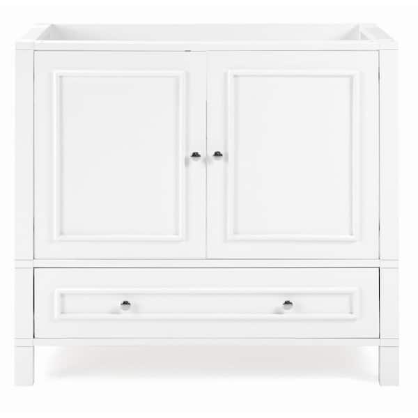 Alaterre Furniture Williamsburg 36 in. W x 21 in. D x 34 in. H Bath Vanity Cabinet without Top in White