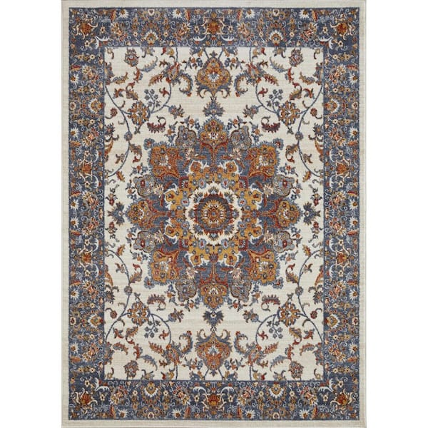 LOOMAKNOTI Alsbrooke Amrenta Cream 9 ft. 10 in. x 12 ft. 10 in. Oriental Polypropylene Area Rug