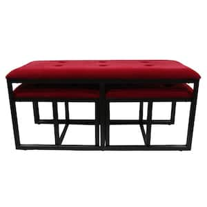 Amelia Black and Red 43.75 in. Microsuede Bedroom Bench Backless Upholstered