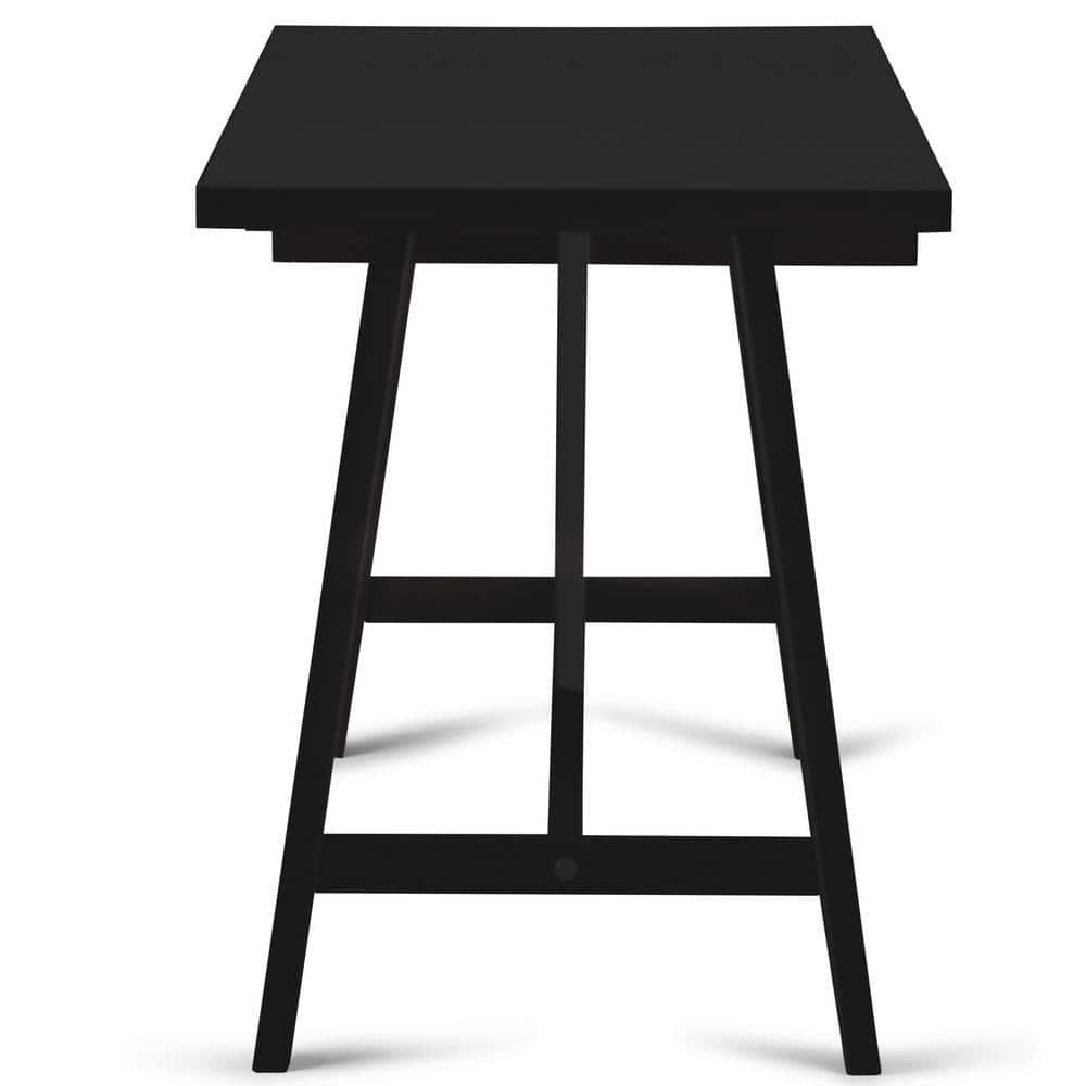 Dylan Rustic Farmhouse Solid Wood 60" Writing Desk with Keyboard Tray in Black