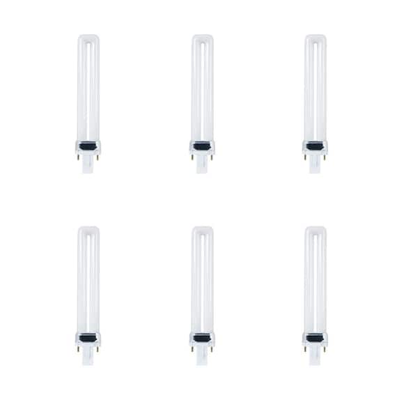 Feit Electric 9W Equivalent PL CFLNI Twin Tube 2-Pin Plug-in G23 Base Compact Fluorescent CFL Light Bulb, Soft White 2700K (6-Pack)