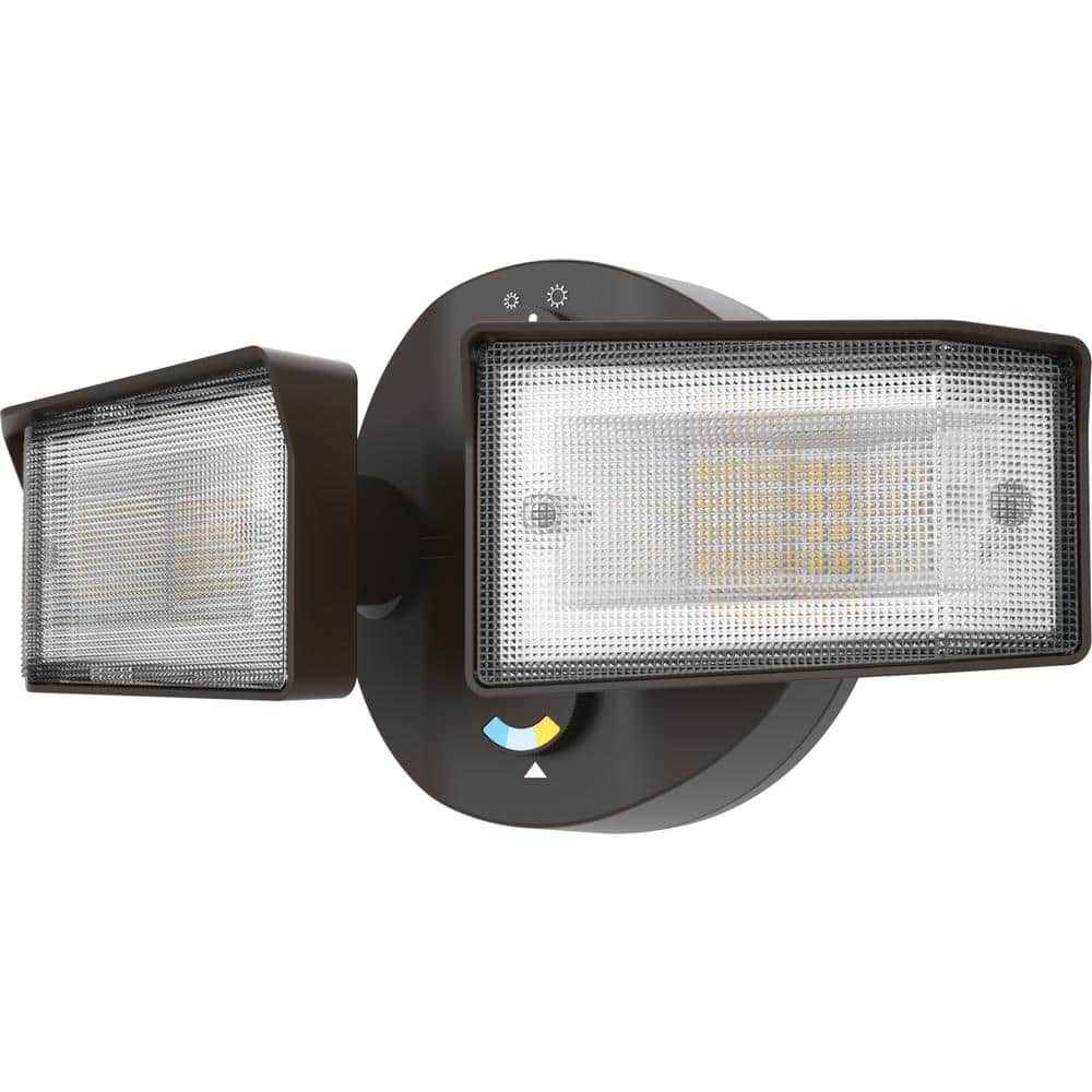 Dark Bronze Dual Head LED Outdoor Security Floodlight