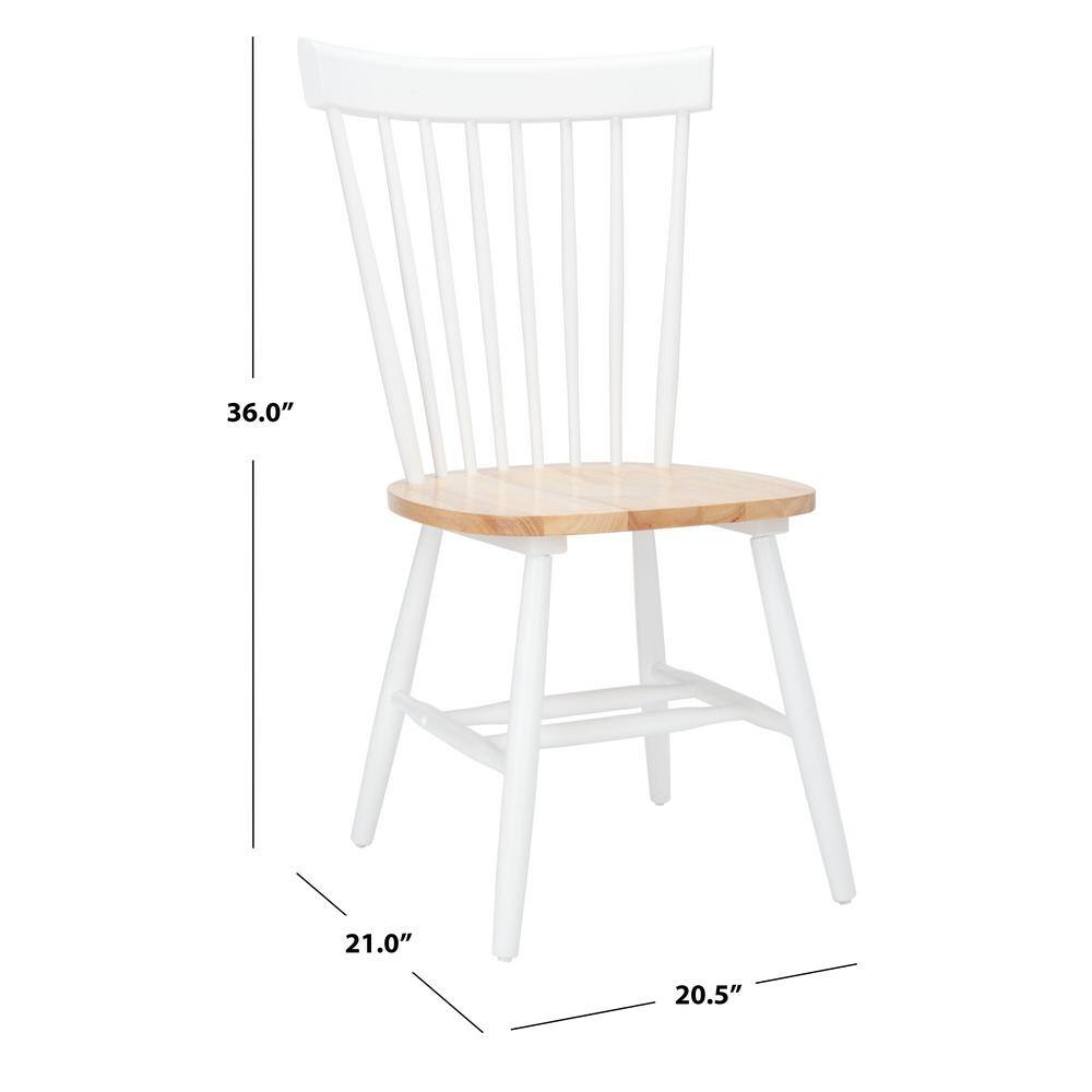 Windsor White/Natural Malaysian Oak Spindle Side Chair, Set of 2