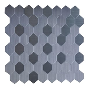 Honeycomb 12 in. x 12 in. x 5 mm Peel and Stick Brushed Stainless Metal Mosaic Tile