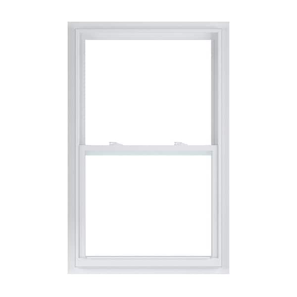 American Craftsman 31.375 in. x 51.25 in. 50 Series White Single Hung Low-E Argon SC Glass Vinyl Fin Window, Screen Incl