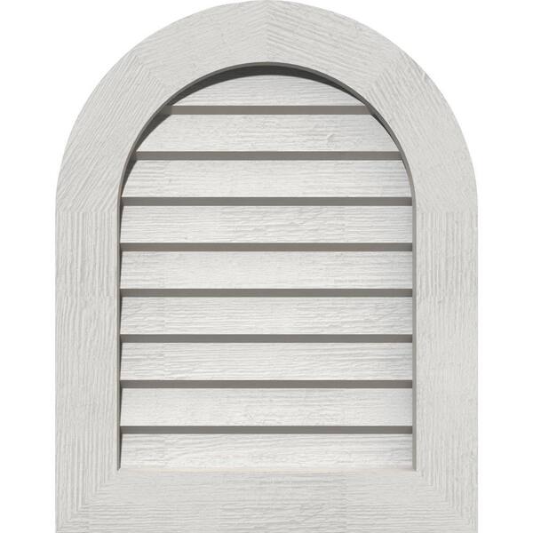 Ekena Millwork 19" x 29" Round Top Primed Rough Sawn Western Red Cedar Wood Gable Louver Vent Non-Functional