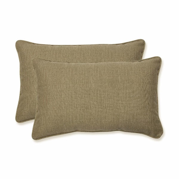 Pillow Perfect Solid Tan Rectangular Outdoor Lumbar Throw Pillow 2-Pack