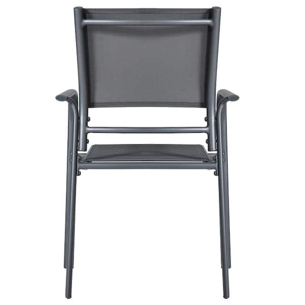 Black outdoor steel on sale sling stacking chair