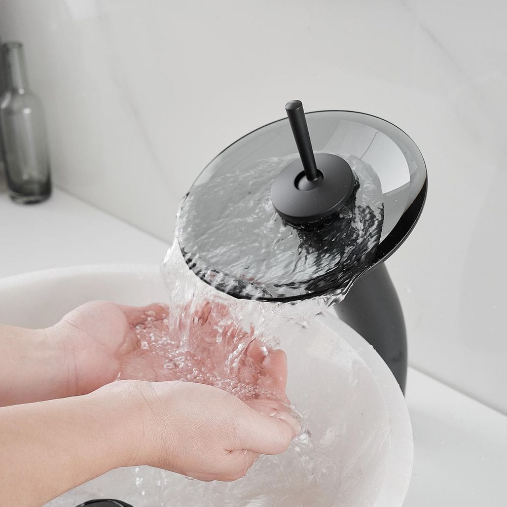 Matte Black Stainless Steel Waterfall Vessel Sink Faucet