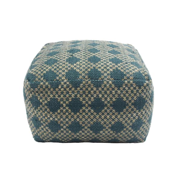 Noble House Oyabe Beige and Teal Yarn Rectangular Pouf