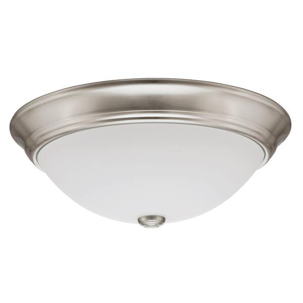 Lithonia Lighting Essentials 10 in. Brushed Nickel LED Decor Round Flush Mount with Shade