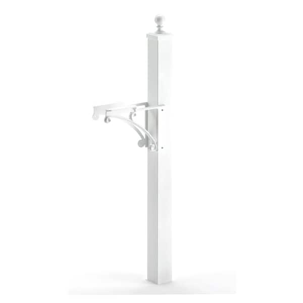 Whitehall Products Deluxe Mailbox Post and Brackets in White
