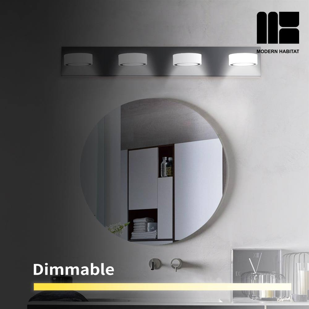 Black Metal 4-Light Dimmable LED Vanity Fixture