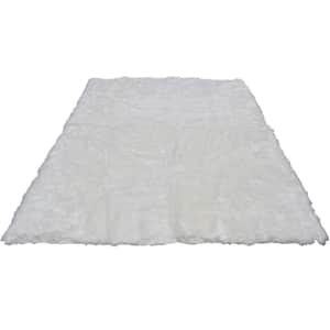 8 ft. x 10 ft. WhiteFaux Fur Area Rug Luxuriously Soft and Eco Friendly