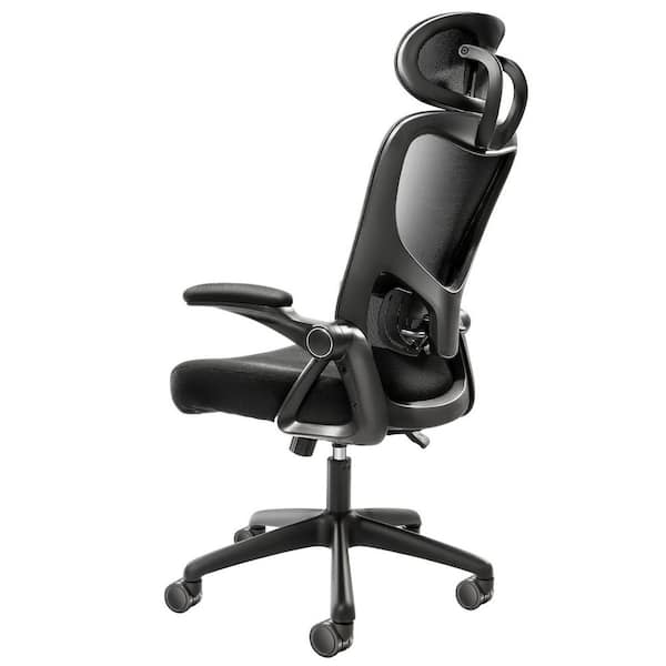 SKYSHALO Office Chair, Black, Plastic, Metal, Outdoor, Bench, High Back Ergonomic Desk Chair with Adjustable Headrest