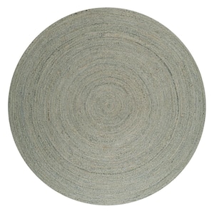 Zara Braided Coastal Cottage Round Jute Gray 4 ft. Round Area Rug