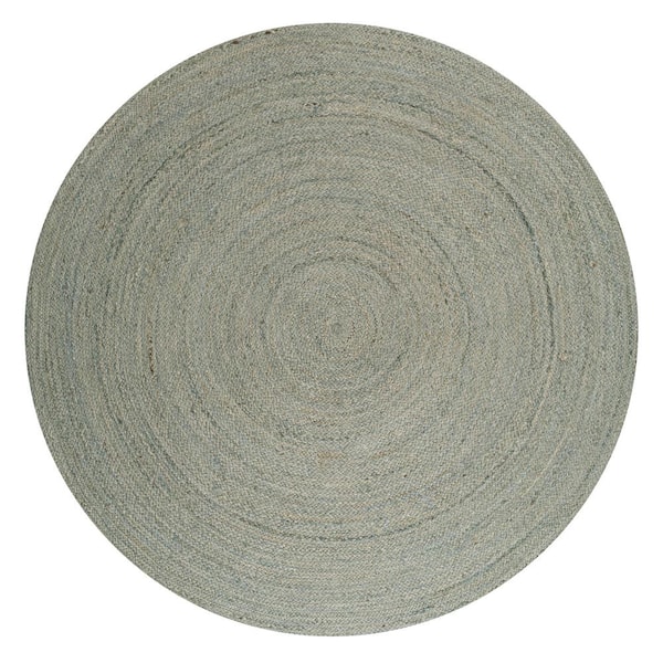 Zara Braided Coastal Cottage Round Jute Gray 6 ft. Round Area Rug