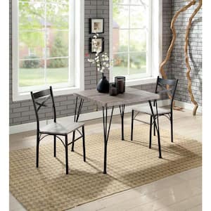 Stasel 3-Piece Square Natural and Black Wood Top Dining Table Set