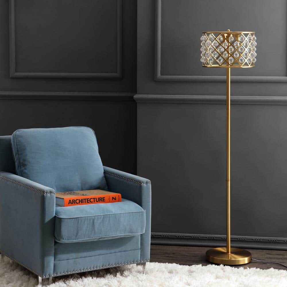 Elizabeth 60" Antique Gold Crystal Beaded Ambient Floor Lamp