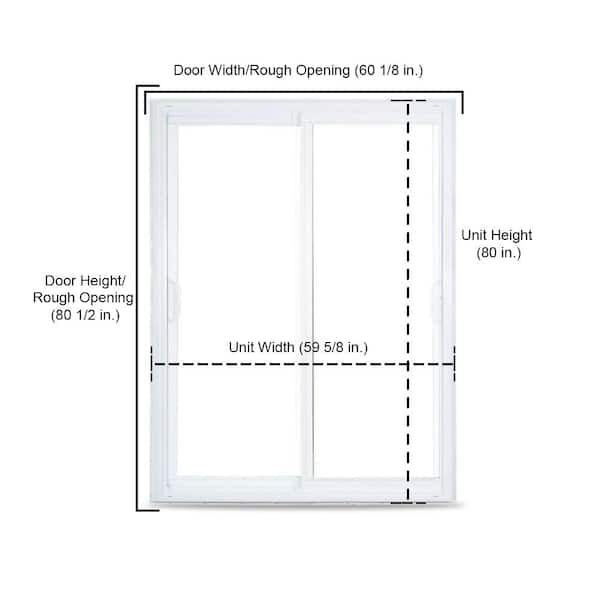 70 Series 60 in. x 80 in. White Reversible Handing Vinyl Sliding Patio Door, Low-E Glass, DP30