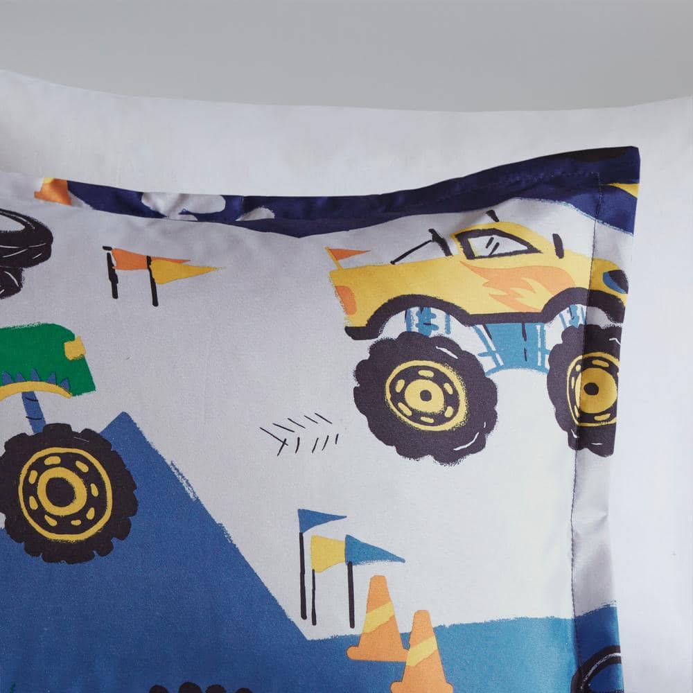 Blue Twin Monster Truck Reversible Comforter Set
