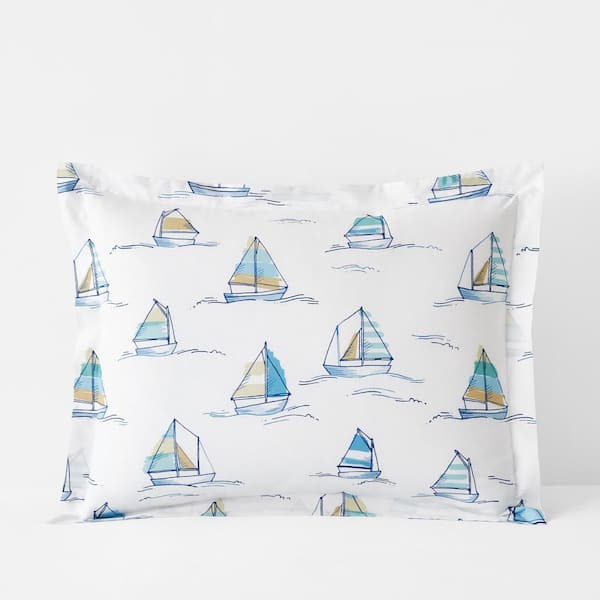 The Company Store Company Cotton Sails White Multi Cotton Percale King Sham
