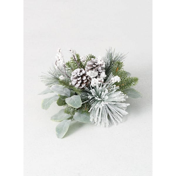 SULLIVANS 7.5" Artificial Green Pine and Eucalyptus Half Orb