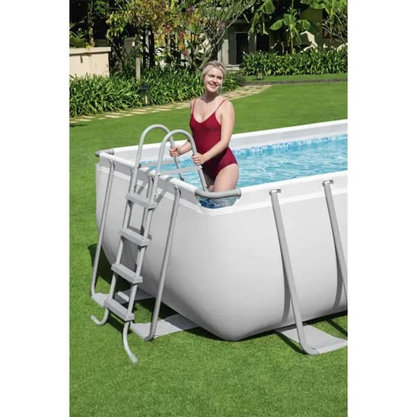 Bestway 18 x 9 x 48 in. Rectangular Above Ground Swimming Pool with 56468E-BW + 58237E-BW - The Home Depot