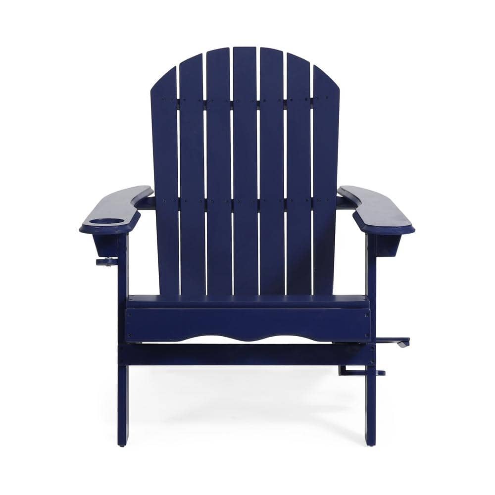 Zeus & Ruta Outdoor Classic Blue Folding Wood Adirondack Chair Can Put ...
