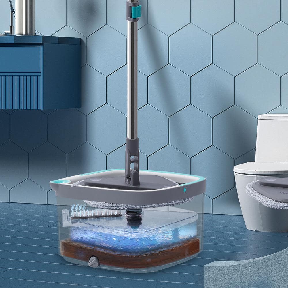 TrueClean Gray Microfiber Spin Mop and Bucket System