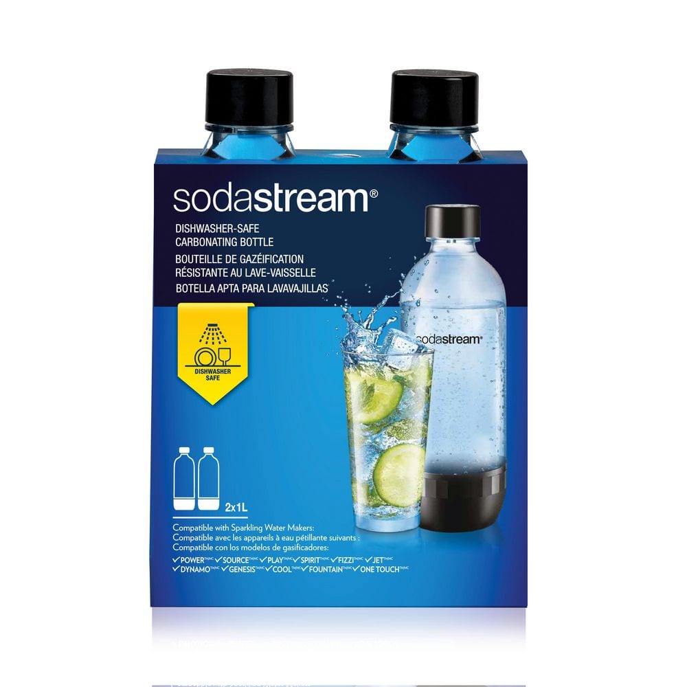 SodaStream 1L Classic Carbonating Bottles Black Twin Pack
