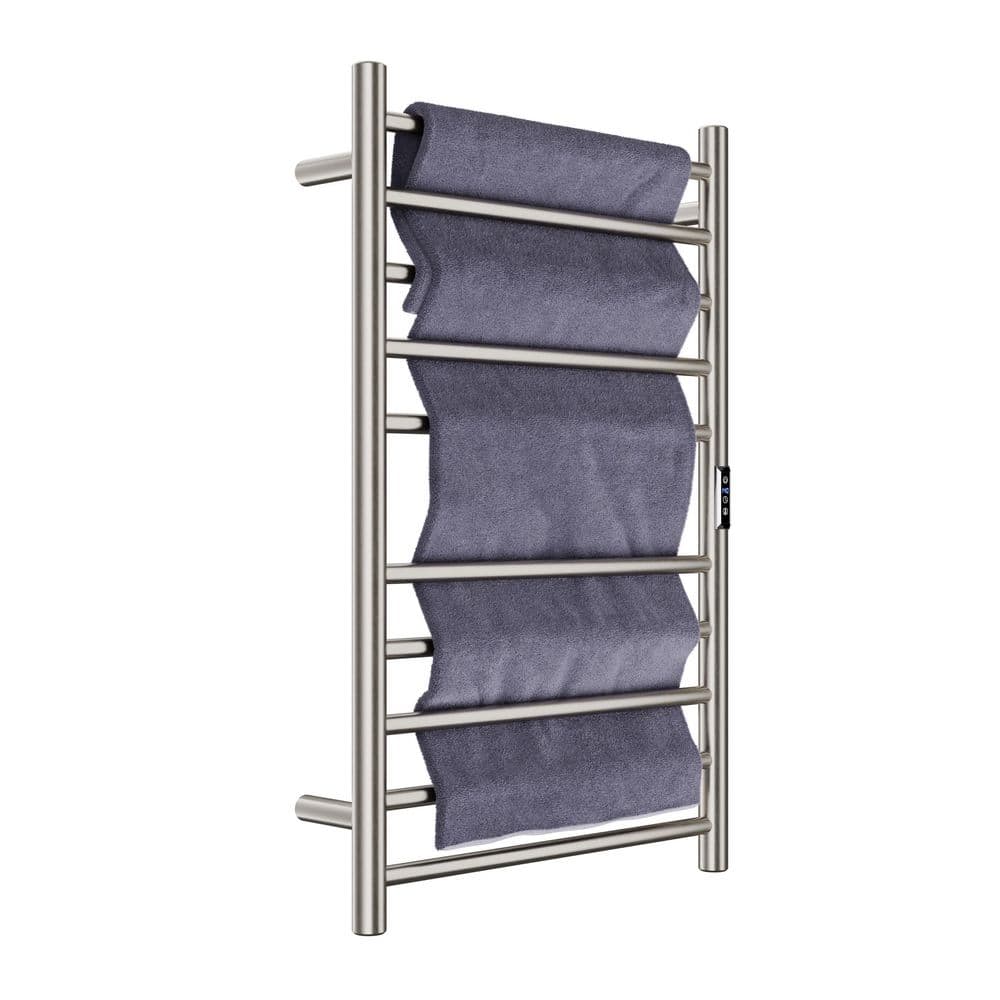 Brushed Nickel 10-Bar Wall Mounted Towel Warmer
