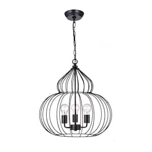 3-Light Modern Black Chandelier