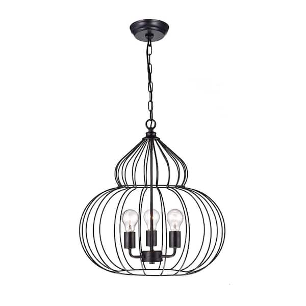 DESwan 3-Light Modern Black Chandelier