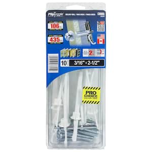 Fliptoggle 3/16 in. x 2-1/2 in. Plastic with Screw Philips and Slot Head 188lbs Toggle Bolt (10-pack)