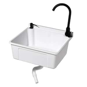 17.5 in. D x 20.3 in. W Wall Mount Laundry/Utility Sink in White with Faucet