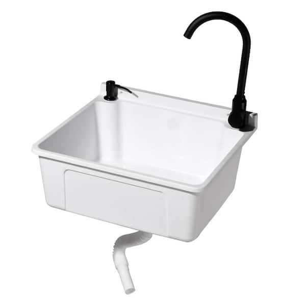 Karl home 17.5 in. D x 20.3 in. W Wall Mount Laundry/Utility Sink in White with Faucet