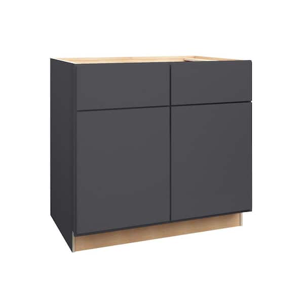 Home Decorators Collection Hargrove 36 in. W x 24 in. D x 34.5 in. H Assembled Plywood Sink Base Kitchen Cabinet in Valiant Onyx with Soft Close
