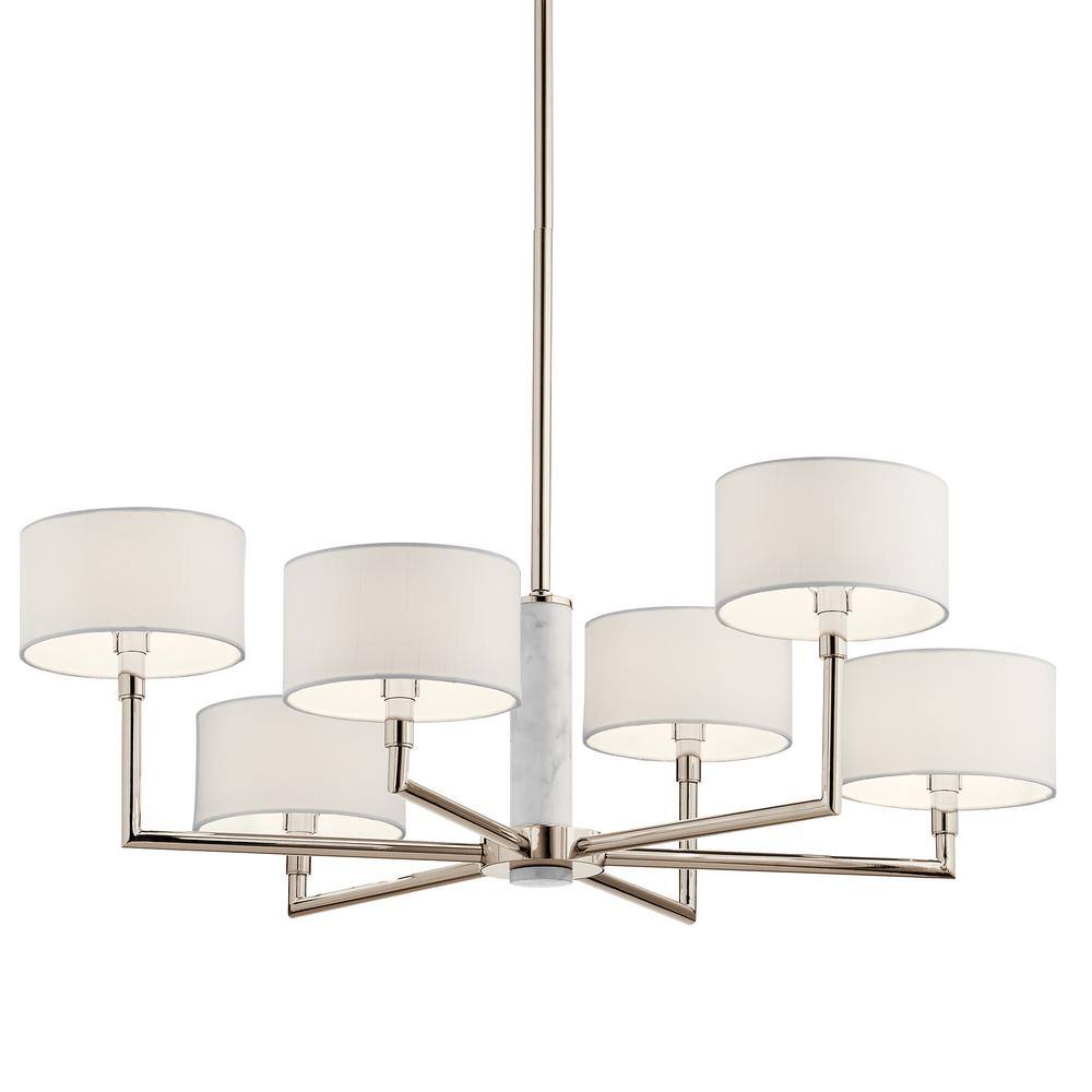 Laurent 33" Polished Nickel 6-Light Candle Chandelier