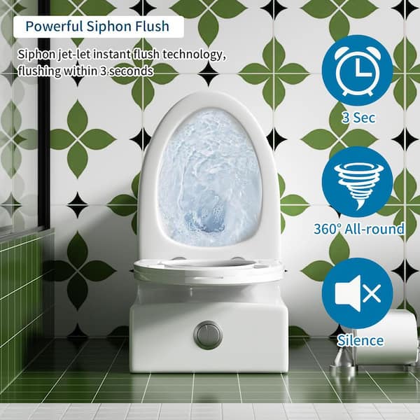 Abruzzo 1.1/1.6 GPF Tornado Flush One-Piece Toilets, Water-Saving