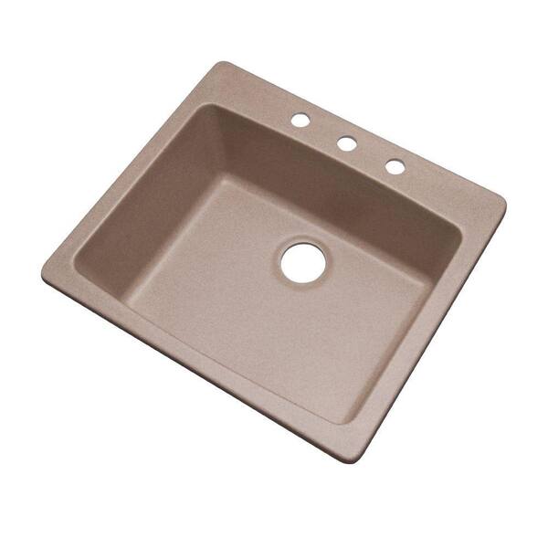 Mont Blanc Northbrook Dual Mount Composite Granite 25 in. 3-Hole Single Bowl Kitchen Sink in Desert Sand