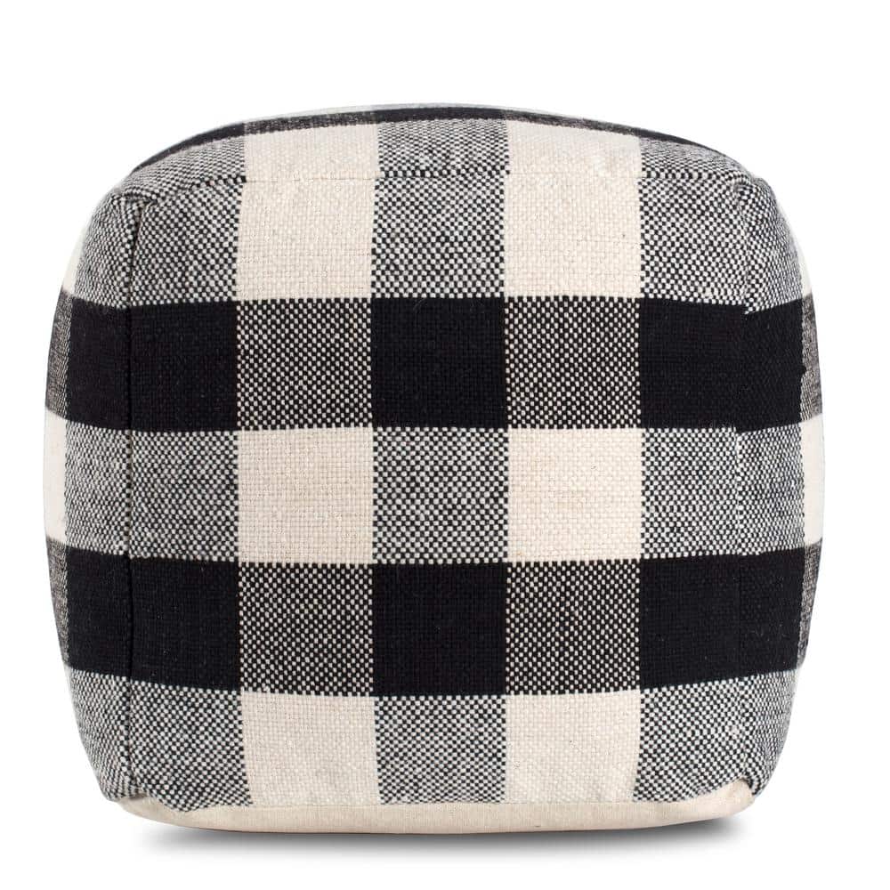 20 in. x 20 in. x 20 in. Chinese Checkers Ivory and Black Pouf