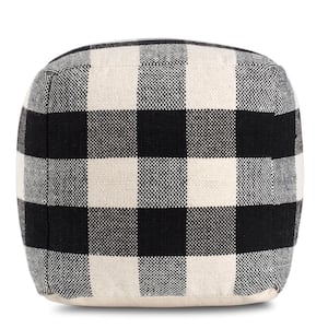 20 in. x 20 in. x 20 in. Chinese Checkers Ivory and Black Pouf