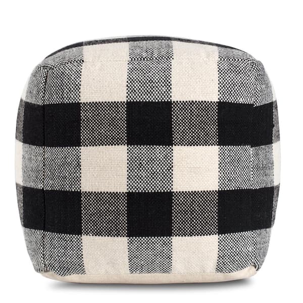Anji Mountain 20 in. x 20 in. x 20 in. Chinese Checkers Ivory and Black Pouf