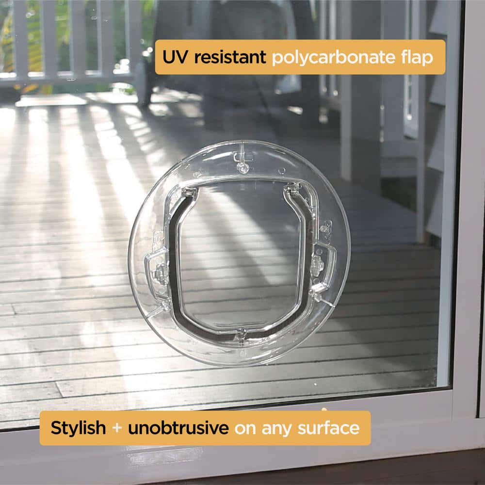 Small Clear Plastic Pet Door with Four-Way Lock